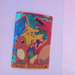 Pikachu Pocket Monsters Vending Prism Holo Vintage Sticker #3 CHARIZARD rare - Image 1