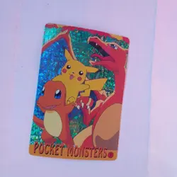 Pikachu Pocket Monsters Vending Prism Holo Vintage Sticker #3 CHARIZARD rare - Image 3