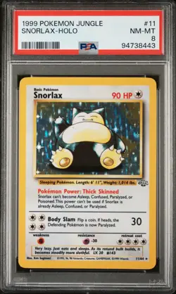 1999 POKEMON JUNGLE #11 SNORLAX-HOLO PSA 8 - Image 1