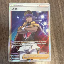 Pokemon Leon Full Art Ultra Rare Trainer Holo 182/185 Vivid Voltage - Image 1