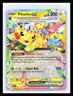💥 Pokemon Pikachu EX TCG Sv08: Surging Sparks Double Rare Holo Card 057/191 - Image 1