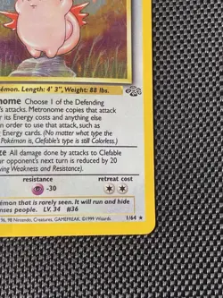 Pokemon TCG Clefable Jungle 1/64 Holo Unlimited Holo Rare - Image 4