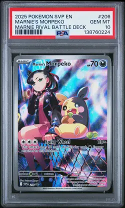 2025 POKEMON SVP EN-SV BLACK STAR PROMO #206 MARNIE'S MORPEKO PSA 10 - Image 1