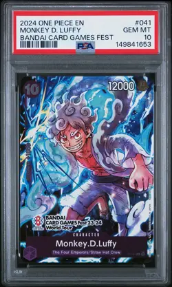 2024 ONE PIECE PROMOS BANDAI CARD GAMES FEST #041 MONKEY D. LUFFY PSA 10 - Image 1