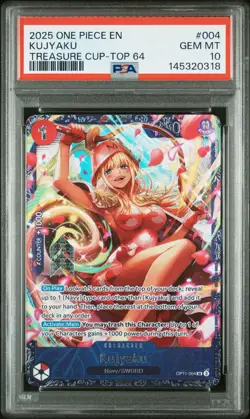 2025 ONE PIECE PROMOS TREASURE CUP-TOP 64 #004 KUJYAKU PSA 10 - Image 1