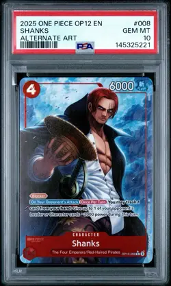 2025 ONE PIECE OP12-LEGACY OF THE MASTER ALT ART #008 SHANKS PSA 10 - Image 1