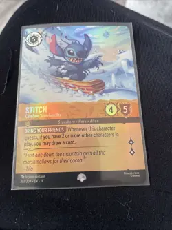 Disney Lorcana Stitch Carefree Snowboarder Epic 207/204 Winterspell Foil - Image 1