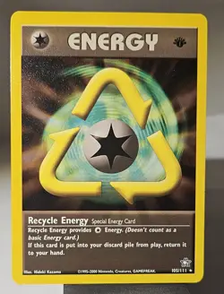 1st Edition Pokemon NEO GENESIS NON HOLO RARE " RECYCLE ENERGY" Card # 105/111 - Image 1