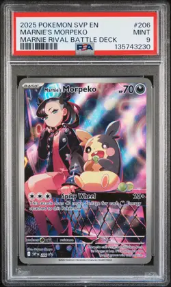 2025 POKEMON SVP EN-SV BLACK STAR PROMO #206 MARNIE'S MORPEKO PSA 9 - Image 1