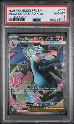 Mega Charizard X ex Pokemon Phantasmal Flames Ultra Rare 109/094 PSA 8 - Image 1
