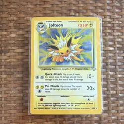 Pokemon Jolteon 4/64 Jungle Holo Rare 1999 70 HP Quick Attack Pin Missile - Image 1