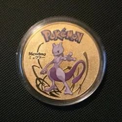 Pokemon Gold Metal Flip Coins Mewtwo Collectible - Image 1