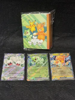 Pokemon TCG Mini Portfolio Binder and 3 sealed cards. Sprigatito Maushold Pawmot - Image 1