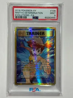 POKEMON 2016 XY Evolutions Full Art MISTY'S DETERMINATION #108 PSA 9 Mint - Image 1