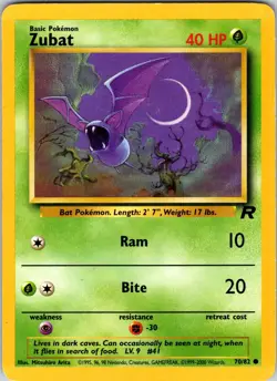 Zubat 70/82 Team Rocket Pokemon TCG LP Unlimited - Image 1