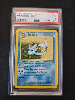 Pokemon TCG Vaporeon Jungle 12/64 Holo Unlimited Holo Rare PSA 5 - Image 1