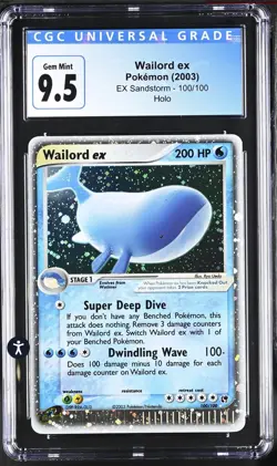 CGC 10 GEM MINT Wailord ex 2003 EX Sandstorm 100/100 Holo Pokemon Card - Image 5