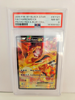 PSA 8 Charizard EX XY121 Black Star Promo Red & Blue Collection Pokemon Card - Image 1