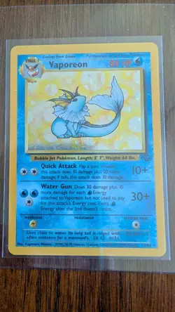 VTG VAPOREON 80 HP Jungle Set 12/64 HOLO Pokemon Card Mint YC4 - Image 1