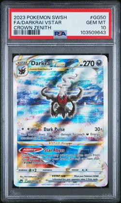 PSA 10 Darkrai VSTAR GG50 Crown Zenith Galarian Gallery Ultra Rare Pokemon Card - Image 1
