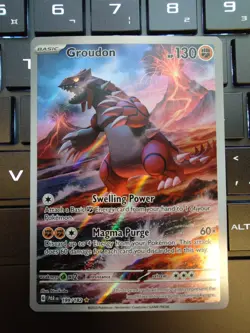 Pokemon TCG Sv04: Paradox Rift Groudon Holo Illustration Card 199/182 NM-MINT - Image 1
