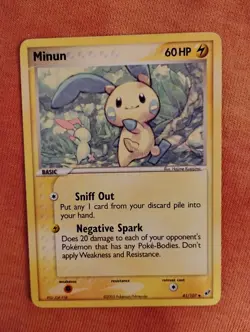Pokemon Minun 41/107 EX Deoxys Regular Basic 60 HP English Common Card - Image 1