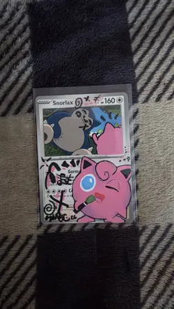 Auto Sketch Jigglypuff With Marker On A Snorlax Pokemon Perfect Order Tcg Card - Image 1