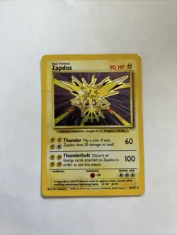 Pokemon TCG Zapdos Base Set 16/102 Holo Unlimited. Wear All Over No Creases. - Image 1