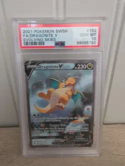 2021 Pokemon SWSH Evolving Skies #192 FA Dragonite V PSA 10 GEM MINT - Image 1