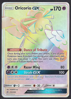 Pokemon Oricorio GX 255/236 Rainbow Rare Cosmic Eclipse - Image 1