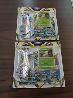 Pokemon TCG Sword & Shield Brilliant Stars 3-Pack Blister Pack (2x) New!!Sealed - Image 1