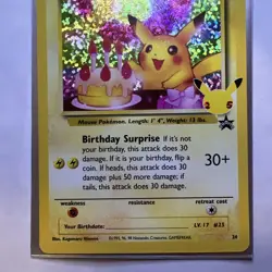 Pokemon Celebrations 25th Anniversary Birthday Pikachu, Holo BLACK STAR MINT - Image 3