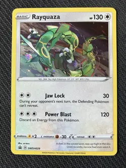 Pokemon TCG Rayquaza Black Star Promo Holo Card SWSH029 - Image 1