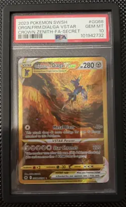 2023 POKEMON SWSH CROWN ZENITH #GG68 FULL ART/ORIGIN FORME DIALGA VSTAR PSA 10 - Image 1