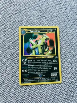 Tyranitar 12/75 Holo Prism Vending Sticker Neo Discovery Vintage Pokemon - Image 1