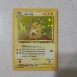 Pokemon TCG Raichu 14/62 Unlimited Fossil Set Holo Rare NM Condition - Image 1