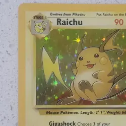 Pokemon TCG Raichu 14/62 Unlimited Fossil Set Holo Rare NM Condition - Image 2