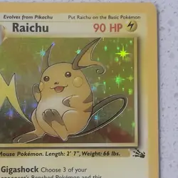 Pokemon TCG Raichu 14/62 Unlimited Fossil Set Holo Rare NM Condition - Image 3