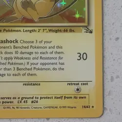 Pokemon TCG Raichu 14/62 Unlimited Fossil Set Holo Rare NM Condition - Image 4