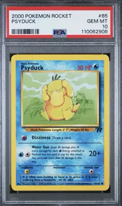2000 Psyduck 65/82 Team Rocket Unlimited PSA 10 GEM MINT #65 - Image 1