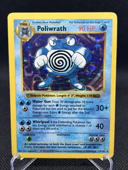 Pokemon Poliwrath Base Set Shadowless Holo Rare 13/102 90 WOTC (HP) - Image 1
