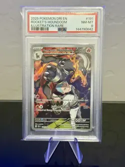 2025 POKEMON DESTINED RIVALS TEAM ROCKET’S HOUNDOOM ILLUSTRATION RARE #191 PSA 8 - Image 1