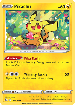 Pikachu 052/196 C Lost Origin Pokemon NM/M - Image 1