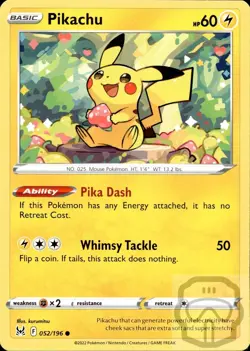 Pikachu 052/196 C Lost Origin Pokemon NM/M - Image 3