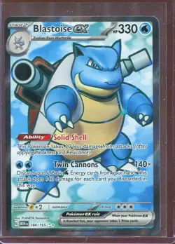 Pokemon Blastoise ex Scarlet & Violet 151 Ultra Rare Full Art Holo 184/165 TCG - Image 1