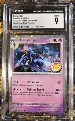 Pokemon 2024 Paldean Fates Ceruledge Pokemon Day 40 CGC 9 MINT - Image 1