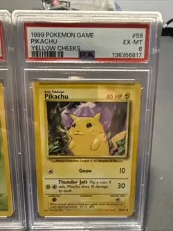 1999 POKEMON GAME YELLOW CHEEKS #58 PIKACHU PSA 6 And 44/102 Bulbasaur Psa 7 - Image 2