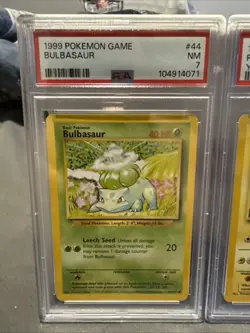 1999 POKEMON GAME YELLOW CHEEKS #58 PIKACHU PSA 6 And 44/102 Bulbasaur Psa 7 - Image 3