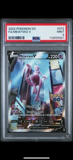 2022 Pokemon GO Mewtwo V Alt Art 072/078 PSA 9 MINT Alternative Full Art - Image 1