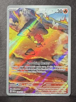 Pokemon Magby 186/182 SV04: Paradox Rift Illustration Rare Holo Basic 30 HP Card - Image 1